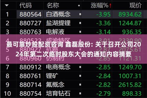 最可靠炒股配资咨询 鑫磊股份: 关于召开公司2024年第二次临时股东大会的通知内容摘要